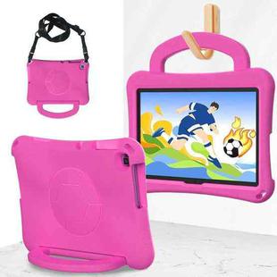 For Huawei MatePad SE 10.1 2022 Handle Football Shaped EVA Shockproof Tablet Case(Rose Red)