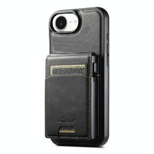 For iPhone 16e Suteni H19 Oil Wax 2-in-1 MagSafe Removable Card Box Back Phone Case(Black)
