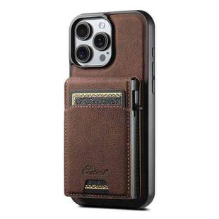 For iPhone 16 Pro Max Suteni H19 Litchi Grain 2-in-1 MagSafe Removable Card Box Back Phone Case(Brown)