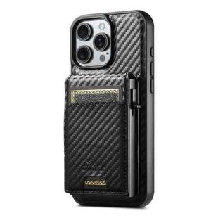 For iPhone 14 Pro Suteni H19 Carbon Fiber Grain 2-in-1 MagSafe Removable Card Box Back Phone Case(Black)