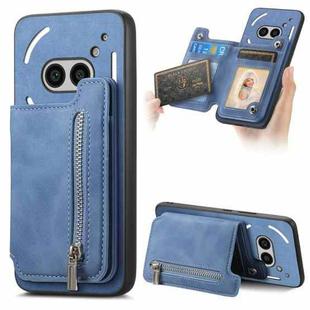 For Nothing Phone 2a Retro MagSafe Zipper Wallet Card Bag Back Phone Case(Blue)