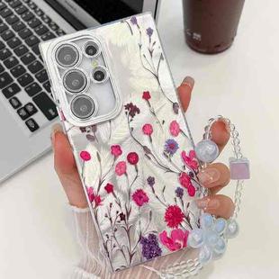 For Samsung Galaxy S24 Ultra 5G Electroplating Flowers Plants Texture Wristband TPU Phone Case(Carnation FL7)