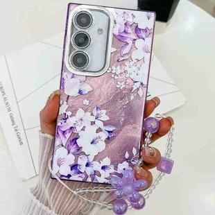 For Samsung Galaxy S24+ 5G Electroplating Flowers Plants Texture Wristband TPU Phone Case(Azalea FL4)