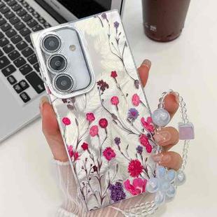 For Samsung Galaxy S24 5G Electroplating Flowers Plants Texture Wristband TPU Phone Case(Carnation FL7)