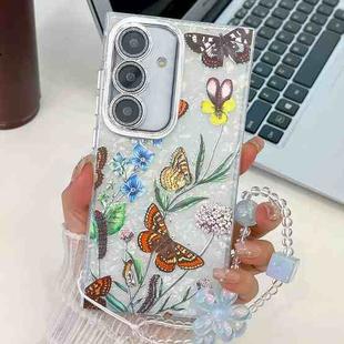 For Samsung Galaxy S24 5G Electroplating Flowers Plants Texture Wristband TPU Phone Case(Butterfly Love Flower FL17)