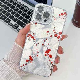 For iPhone 16 Pro Max Electroplating Flower Texture TPU Phone Case(Red Plum Blossom SH2)