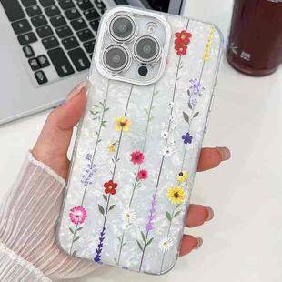 For iPhone 16 Pro Max Electroplating Flower Texture TPU Phone Case(Purple Wildflowers SH1)