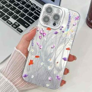 For iPhone 16 Pro Electroplating Flower Texture TPU Phone Case(Purple Wildflowers SH1)