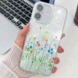 For iPhone 16 Electroplating Flower Texture TPU Phone Case(Red Plum Blossom SH2)