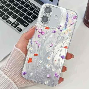 For iPhone 16 Electroplating Flower Texture TPU Phone Case(Wild Chrysanthemum SH5)