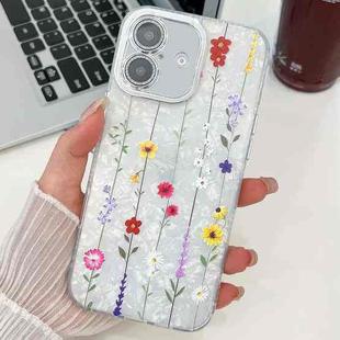 For iPhone 16 Electroplating Flower Texture TPU Phone Case(Yellow Wildflower SH6)