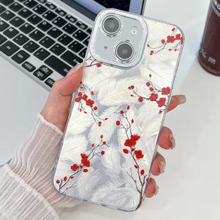 For iPhone 15 Electroplating Flower Texture TPU Phone Case(Red Plum Blossom SH2)