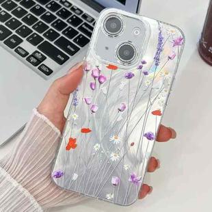 For iPhone 15 Electroplating Flower Texture TPU Phone Case(Wild Chrysanthemum SH5)