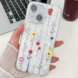 For iPhone 15 Electroplating Flower Texture TPU Phone Case(Yellow Wildflower SH6)