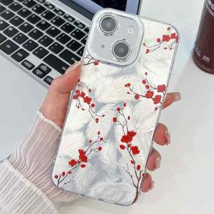 For iPhone 14 Electroplating Flower Texture TPU Phone Case(Red Plum Blossom SH2)