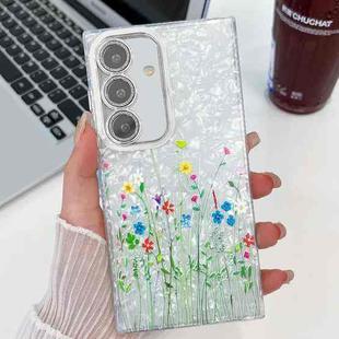 For Samsung Galaxy S25 5G Electroplating Flower Texture TPU Phone Case(Little Wildflower SH3)
