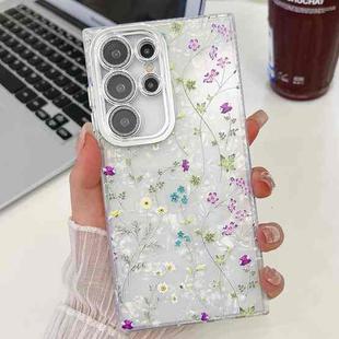 For Samsung Galaxy S25 Ultra 5G Electroplating Flower Texture TPU Phone Case(Wild Chrysanthemum SH5)