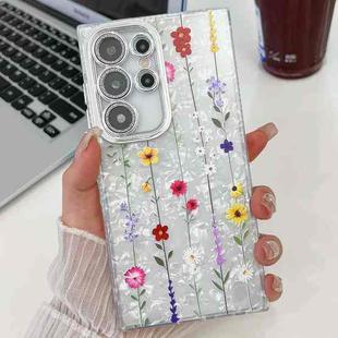 For Samsung Galaxy S25 Ultra 5G Electroplating Flower Texture TPU Phone Case(Yellow Wildflower SH6)