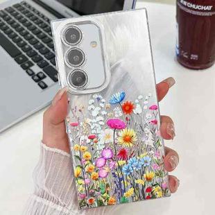 For Samsung Galaxy S24 FE 5G Electroplating Flower Texture TPU Phone Case(Flowers SH4)