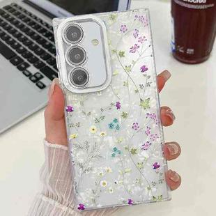 For Samsung Galaxy S24 FE 5G Electroplating Flower Texture TPU Phone Case(Wild Chrysanthemum SH5)