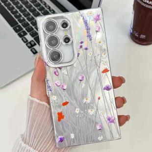 For Samsung Galaxy S24 Ultra 5G Electroplating Flower Texture TPU Phone Case(Purple Wildflowers SH1)