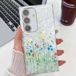 For Samsung Galaxy S24+ 5G Electroplating Flower Texture TPU Phone Case(Little Wildflower SH3)