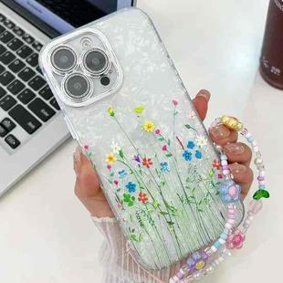 For iPhone 14 Pro Max Electroplating Flower Texture Wristband TPU Phone Case(Little Wildflower SH3)