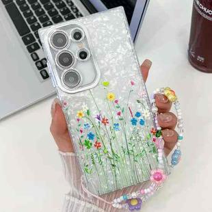 For Samsung Galaxy S24 Ultra 5G Electroplating Flower Texture Wristband TPU Phone Case(Little Wildflower SH3)