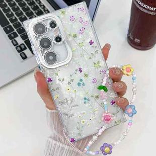 For Samsung Galaxy S23 Ultra 5G Electroplating Flower Texture Wristband TPU Phone Case(Wild Chrysanthemum SH5)