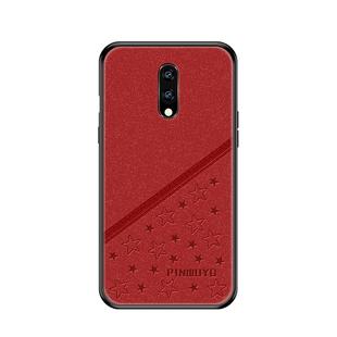 PINWUYO Full Coverage Waterproof Shockproof PC+TPU+PU Protective Case for OnePlus 7(Red)