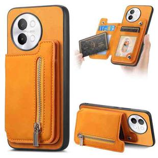 For vivo iQOO Neo9 / Neo9 Pro 5G Retro MagSafe Zipper Wallet Card Bag Back Phone Case(Yellow)