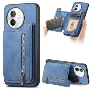 For vivo S18e 5G Retro MagSafe Zipper Wallet Card Bag Back Phone Case(Blue)