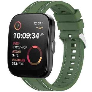 For Amazfit Bip 5 / GTR 4 / GTR 3 Quick Release Two Side Stitching Silicone Watch Band(Spruce Green)