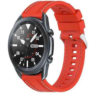 For Samsung Galaxy Watch3 45mm Quick Release Two Side Stitching Silicone Watch Band(Red)