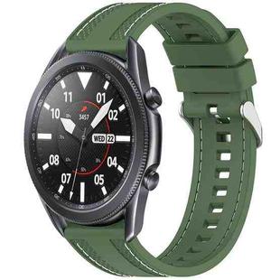 For Samsung Galaxy Watch3 45mm Quick Release Two Side Stitching Silicone Watch Band(Spruce Green)