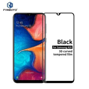 PINWUYO 9H 3D Curved Tempered Glass Film for Galaxy A20 （black）