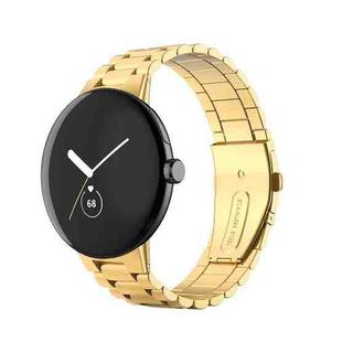 For Google Pixel Watch 3 45mm Three Beads Stainless Steel Folding Buckle Integrated Watch Band(Gold)