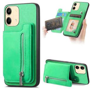 For Redmi Note 13R Pro Retro MagSafe Zipper Wallet Card Bag Back Phone Case(Green)