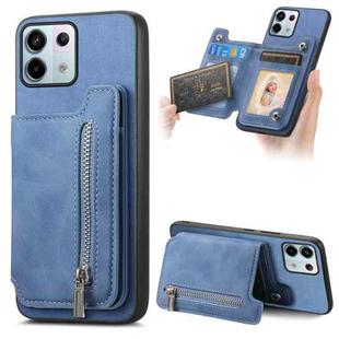 For Redmi Note 13 Pro 5G / Poco X6 5G Retro MagSafe Zipper Wallet Card Bag Back Phone Case(Blue)