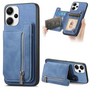 For Redmi Note 13 Pro+ Retro MagSafe Zipper Wallet Card Bag Back Phone Case(Blue)