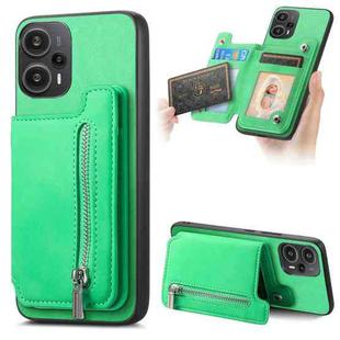 For Redmi Note 12 Turbo / Poco F5 5G Retro MagSafe Zipper Wallet Card Bag Back Phone Case(Green)