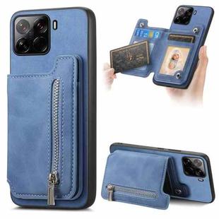 For Xiaomi 15 Pro Retro MagSafe Zipper Wallet Card Bag Back Phone Case(Blue)