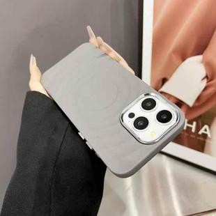 For iPhone 16 Wave MagSafe Silver Lens Frame TPU Phone Case(Grey)