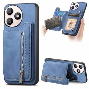 For Honor X50i+ Retro MagSafe Zipper Wallet Card Bag Back Phone Case(Blue)