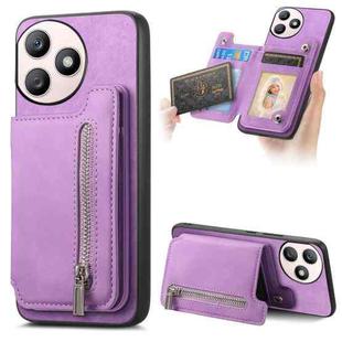 For Honor X50i+ Retro MagSafe Zipper Wallet Card Bag Back Phone Case(Purple)