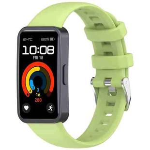 For Huawei Band 9 / 8 Silver Steel Buckle Soft Silicone Watch Band(Lime)