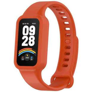 For Redmi Band 3 / Xiaomi Smart Band 9 Active Solid Color Soft Silicone Integrated Watch Band(Orange)