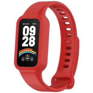 For Redmi Band 3 / Xiaomi Smart Band 9 Active Solid Color Soft Silicone Integrated Watch Band(Red)