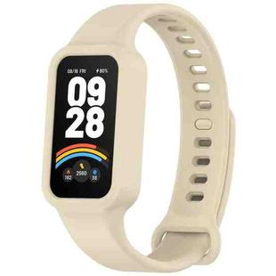 For Redmi Band 3 / Xiaomi Smart Band 9 Active Solid Color Soft Silicone Integrated Watch Band(Ivory White)