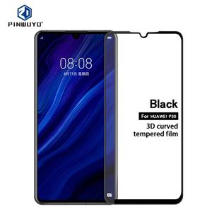 PINWUYO 9H 3D Curved Tempered Glass Film for HUAWEI P30（black）